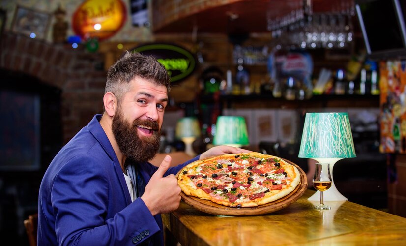 enjoying evening pizza in Atlanta